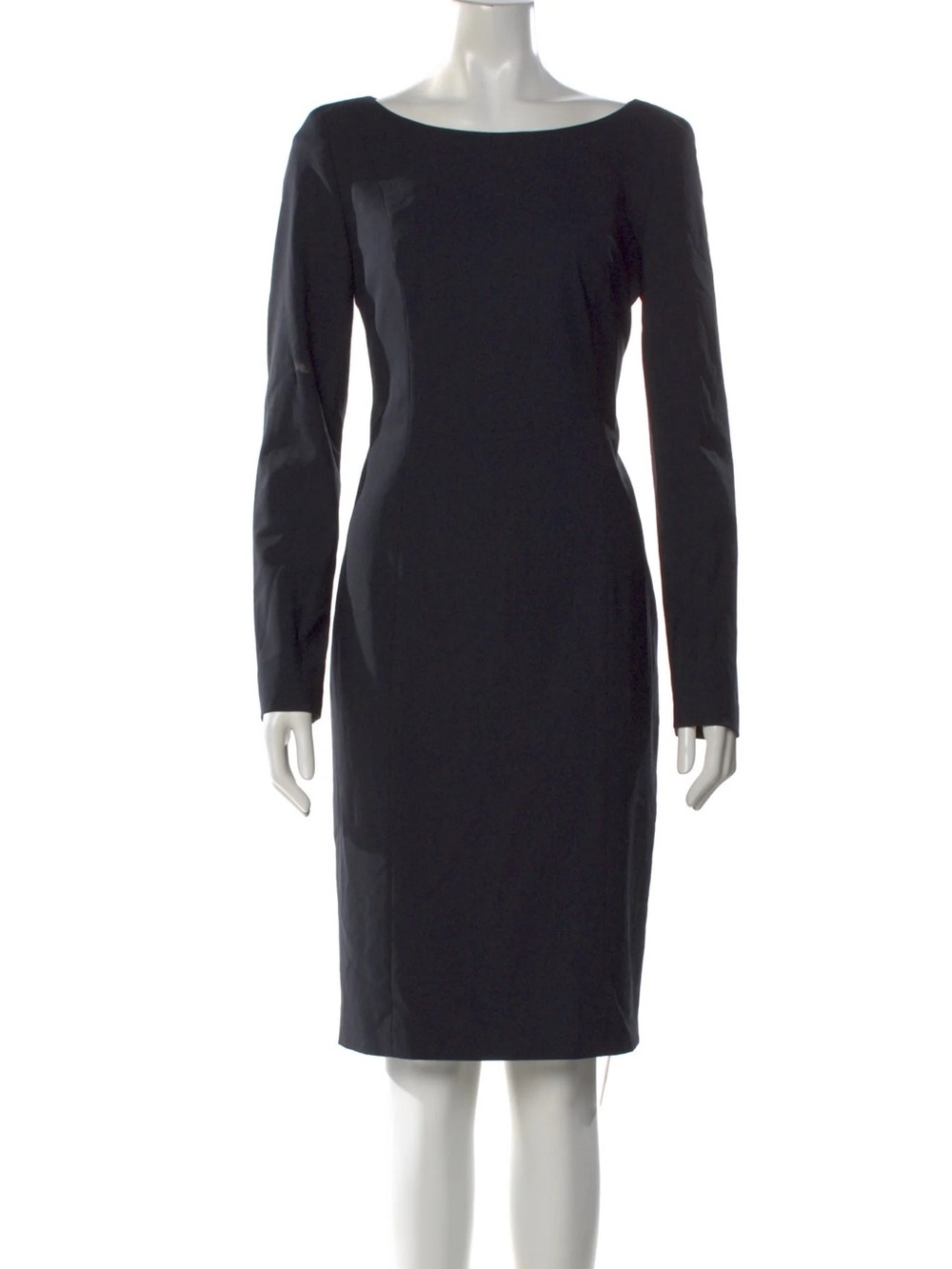 Escada Virgin Wool Long-Sleeve Sheath Dark Grey Dress